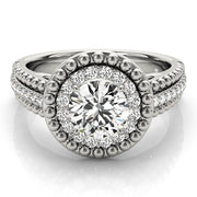 Heirloom Halo Round Diamond Engagement Ring in 10K/14K gold and platinum with certified lab-grown or natural diamonds
