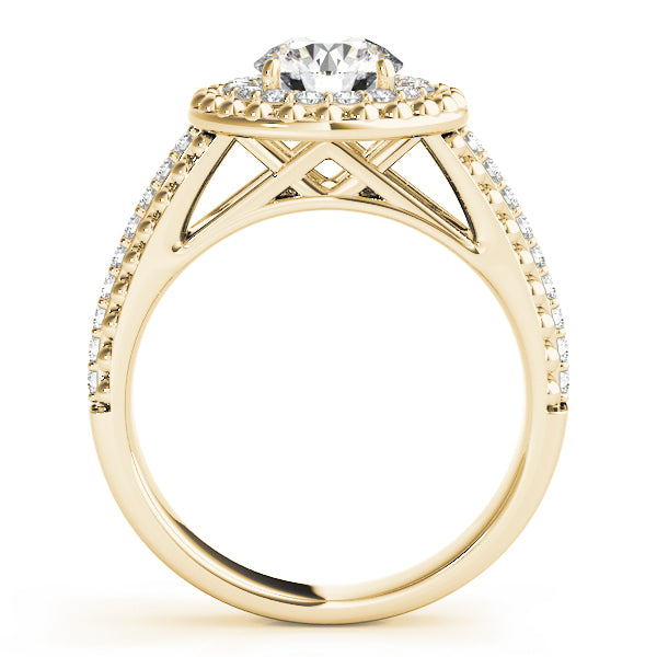 Heirloom Halo Round Diamond Engagement Ring in 10K/14K gold and platinum with certified lab-grown or natural diamonds