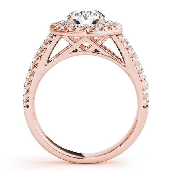 Heirloom Halo Round Diamond Engagement Ring in 10K/14K gold and platinum with certified lab-grown or natural diamonds