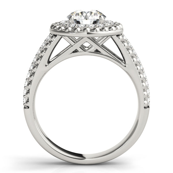 Heirloom Halo Round Diamond Engagement Ring in 10K/14K gold and platinum with certified lab-grown or natural diamonds
