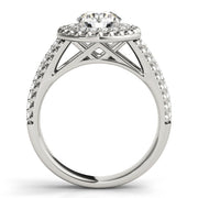 Heirloom Halo Round Diamond Engagement Ring in 10K/14K gold and platinum with certified lab-grown or natural diamonds