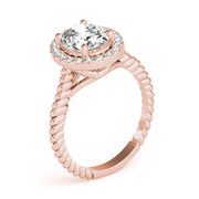 Romantic Color Rings Oval Diamond Engagement Ring in 10K/14K gold and platinum with certified lab-grown or natural diamonds