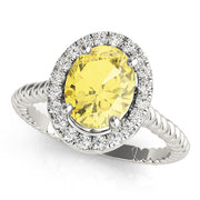 Romantic Color Rings Oval Diamond Engagement Ring in 10K/14K gold and platinum with certified lab-grown or natural diamonds