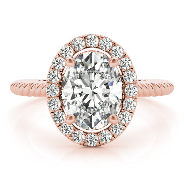 Romantic Color Rings Oval Diamond Engagement Ring in 10K/14K gold and platinum with certified lab-grown or natural diamonds