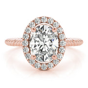 Romantic Color Rings Oval Diamond Engagement Ring in 10K/14K gold and platinum with certified lab-grown or natural diamonds