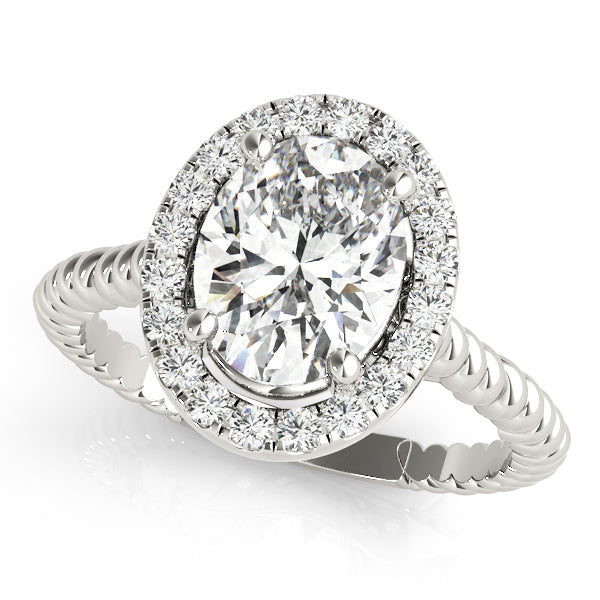 Romantic Color Rings Oval Diamond Engagement Ring in 10K/14K gold and platinum with certified lab-grown or natural diamonds