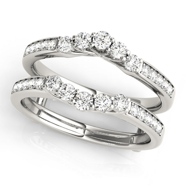 Curved Wrap Half Eternity Ring in Gold & Platinum