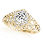 Opulent Halo Round Diamond Engagement Ring in 10K/14K gold and platinum with certified lab-grown or natural diamonds