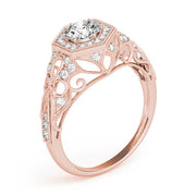 Opulent Halo Round Diamond Engagement Ring in 10K/14K gold and platinum with certified lab-grown or natural diamonds