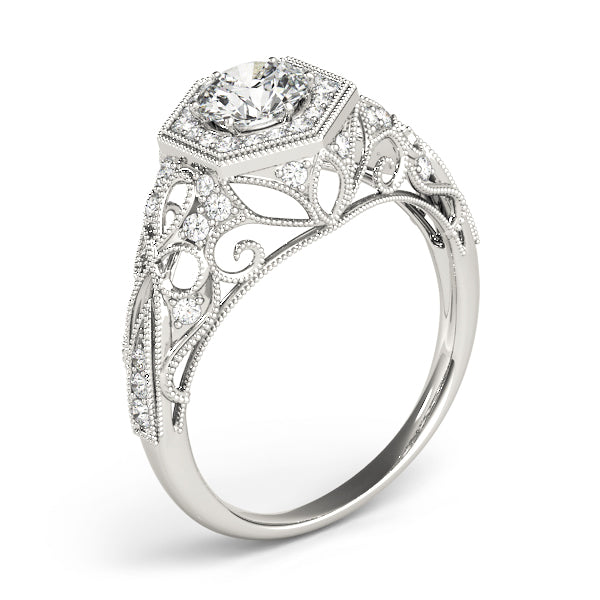 Opulent Halo Round Diamond Engagement Ring in 10K/14K gold and platinum with certified lab-grown or natural diamonds