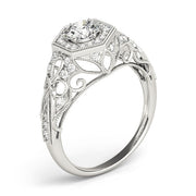 Opulent Halo Round Diamond Engagement Ring in 10K/14K gold and platinum with certified lab-grown or natural diamonds