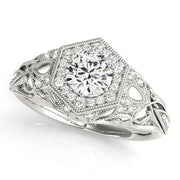 Opulent Halo Round Diamond Engagement Ring in 10K/14K gold and platinum with certified lab-grown or natural diamonds