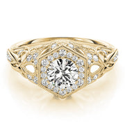 Opulent Halo Round Diamond Engagement Ring in 10K/14K gold and platinum with certified lab-grown or natural diamonds