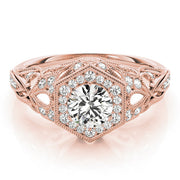 Opulent Halo Round Diamond Engagement Ring in 10K/14K gold and platinum with certified lab-grown or natural diamonds