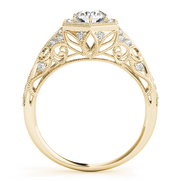 Opulent Halo Round Diamond Engagement Ring in 10K/14K gold and platinum with certified lab-grown or natural diamonds