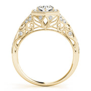 Opulent Halo Round Diamond Engagement Ring in 10K/14K gold and platinum with certified lab-grown or natural diamonds