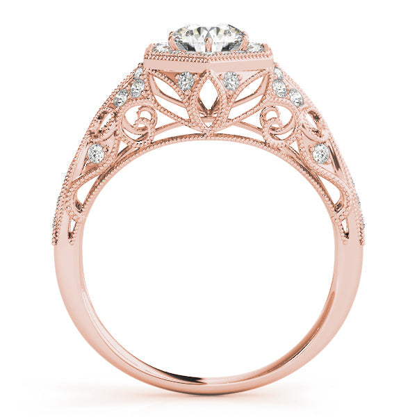 Opulent Halo Round Diamond Engagement Ring in 10K/14K gold and platinum with certified lab-grown or natural diamonds