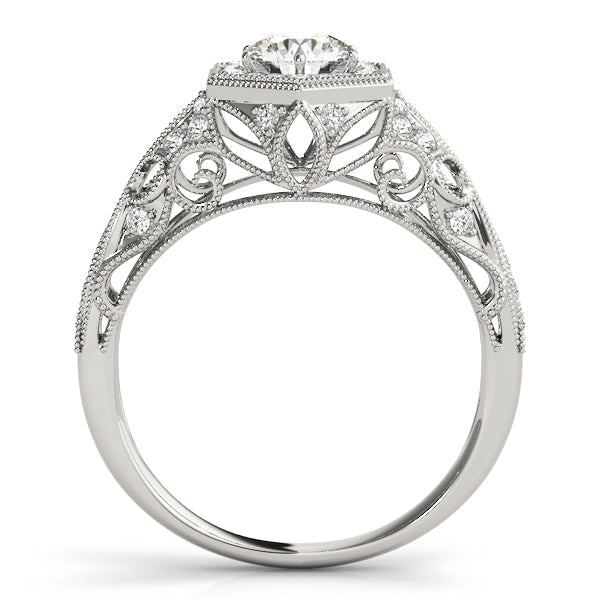 Opulent Halo Round Diamond Engagement Ring in 10K/14K gold and platinum with certified lab-grown or natural diamonds