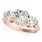 Three-Stone Round Diamond Engagement Ring in 10K/14K gold and platinum with certified lab-grown or natural diamonds