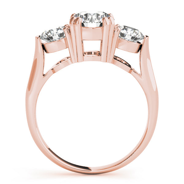 Three-Stone Round Diamond Engagement Ring in 10K/14K gold and platinum with certified lab-grown or natural diamonds