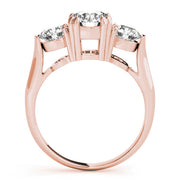 Three-Stone Round Diamond Engagement Ring in 10K/14K gold and platinum with certified lab-grown or natural diamonds