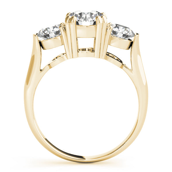 Three-Stone Round Diamond Engagement Ring in 10K/14K gold and platinum with certified lab-grown or natural diamonds