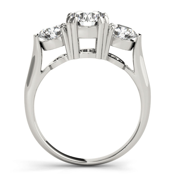 Three-Stone Round Diamond Engagement Ring in 10K/14K gold and platinum with certified lab-grown or natural diamonds