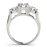 Three-Stone Round Diamond Engagement Ring in 10K/14K gold and platinum with certified lab-grown or natural diamonds