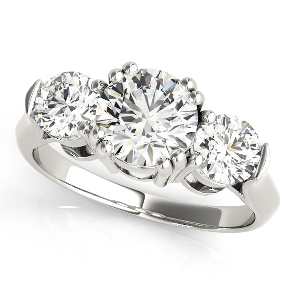Three-Stone Round Diamond Engagement Ring in 10K/14K gold and platinum with certified lab-grown or natural diamonds