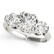 Three-Stone Round Diamond Engagement Ring in 10K/14K gold and platinum with certified lab-grown or natural diamonds