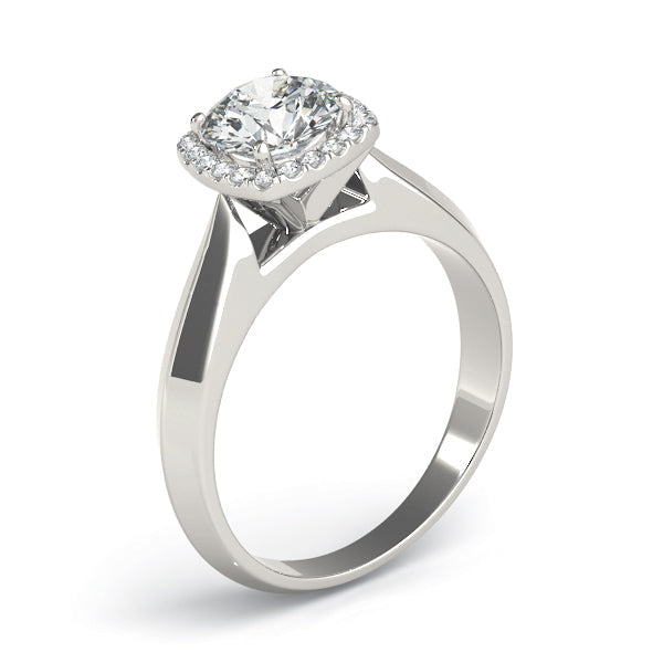 Romantic Solitaires Any Shape Round Diamond Engagement Ring in 10K/14K gold and platinum with certified lab-grown or natural diamonds