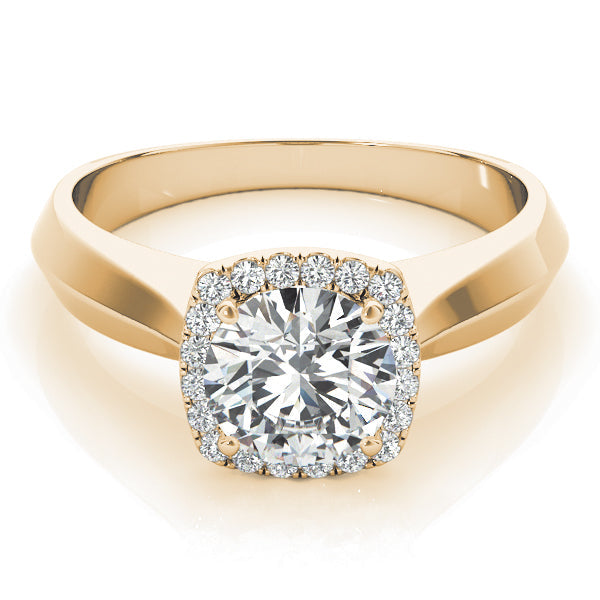 Romantic Solitaires Any Shape Round Diamond Engagement Ring in 10K/14K gold and platinum with certified lab-grown or natural diamonds