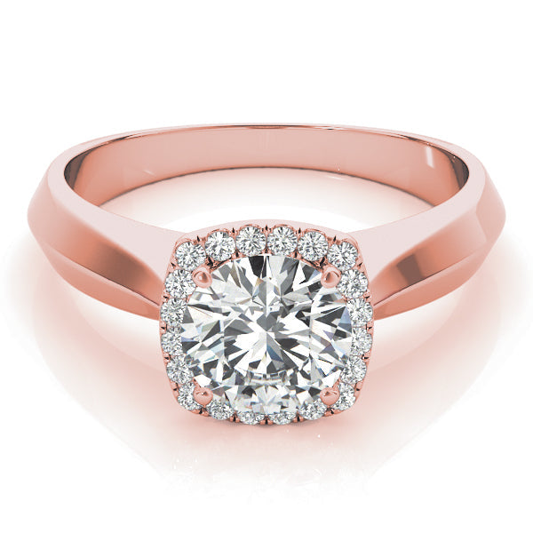 Romantic Solitaires Any Shape Round Diamond Engagement Ring in 10K/14K gold and platinum with certified lab-grown or natural diamonds