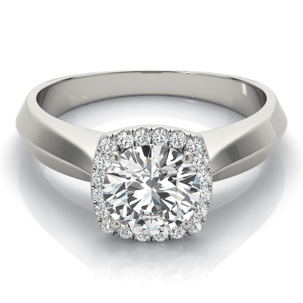 Romantic Solitaires Any Shape Round Diamond Engagement Ring in 10K/14K gold and platinum with certified lab-grown or natural diamonds