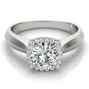 Romantic Solitaires Any Shape Round Diamond Engagement Ring in 10K/14K gold and platinum with certified lab-grown or natural diamonds