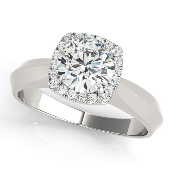 Romantic Solitaires Any Shape Round Diamond Engagement Ring in 10K/14K gold and platinum with certified lab-grown or natural diamonds