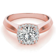 Romantic Solitaires Any Shape Round Diamond Engagement Ring in 10K/14K gold and platinum with certified lab-grown or natural diamonds