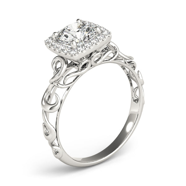Enchanted Solitaires Any Shape Round Diamond Engagement Ring in 10K/14K gold and platinum with certified lab-grown or natural diamonds