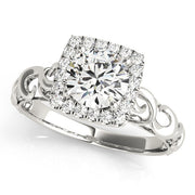 Enchanted Solitaires Any Shape Round Diamond Engagement Ring in 10K/14K gold and platinum with certified lab-grown or natural diamonds
