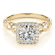 Enchanted Solitaires Any Shape Round Diamond Engagement Ring in 10K/14K gold and platinum with certified lab-grown or natural diamonds