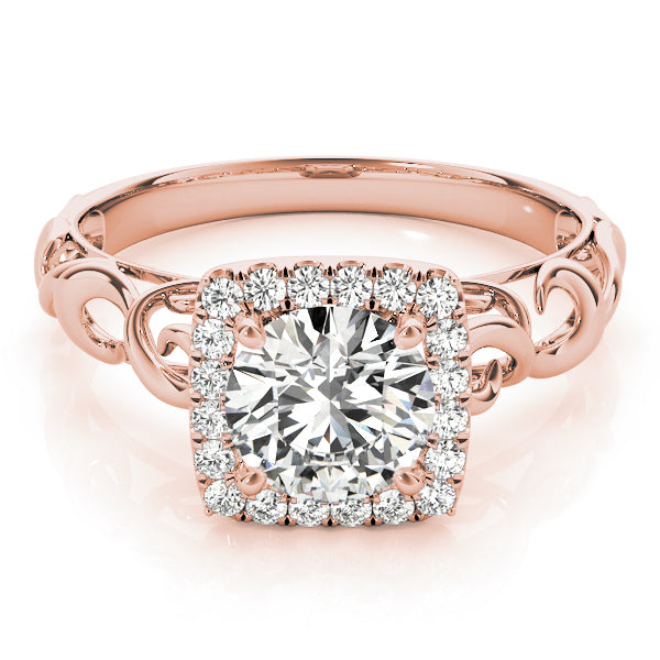 Enchanted Solitaires Any Shape Round Diamond Engagement Ring in 10K/14K gold and platinum with certified lab-grown or natural diamonds