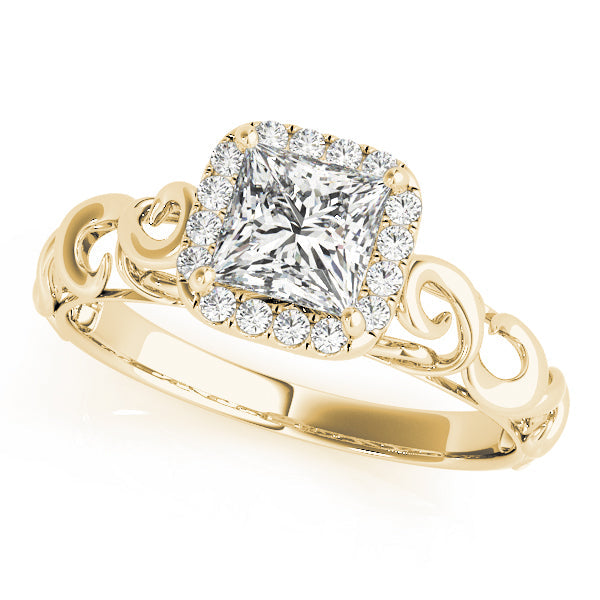 Pristine Solitaires Any Shape Princess Diamond Engagement Ring in 10K/14K gold and platinum with certified lab-grown or natural diamonds