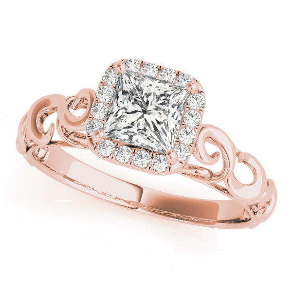 Pristine Solitaires Any Shape Princess Diamond Engagement Ring in 10K/14K gold and platinum with certified lab-grown or natural diamonds