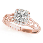 Pristine Solitaires Any Shape Princess Diamond Engagement Ring in 10K/14K gold and platinum with certified lab-grown or natural diamonds