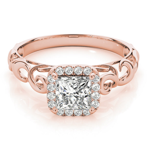 Pristine Solitaires Any Shape Princess Diamond Engagement Ring in 10K/14K gold and platinum with certified lab-grown or natural diamonds