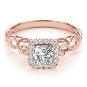 Pristine Solitaires Any Shape Princess Diamond Engagement Ring in 10K/14K gold and platinum with certified lab-grown or natural diamonds