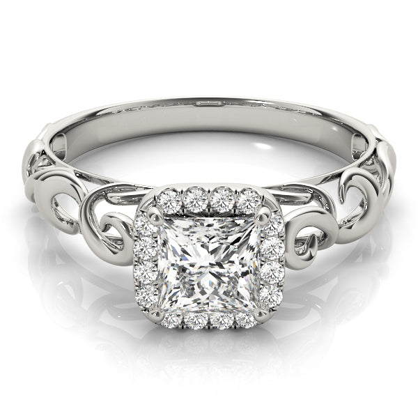 Pristine Solitaires Any Shape Princess Diamond Engagement Ring in 10K/14K gold and platinum with certified lab-grown or natural diamonds