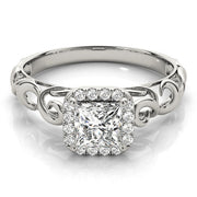 Pristine Solitaires Any Shape Princess Diamond Engagement Ring in 10K/14K gold and platinum with certified lab-grown or natural diamonds