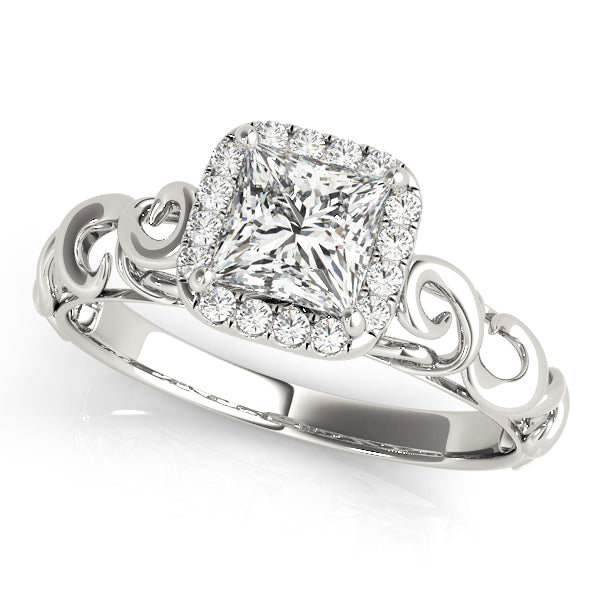 Pristine Solitaires Any Shape Princess Diamond Engagement Ring in 10K/14K gold and platinum with certified lab-grown or natural diamonds