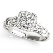 Pristine Solitaires Any Shape Princess Diamond Engagement Ring in 10K/14K gold and platinum with certified lab-grown or natural diamonds